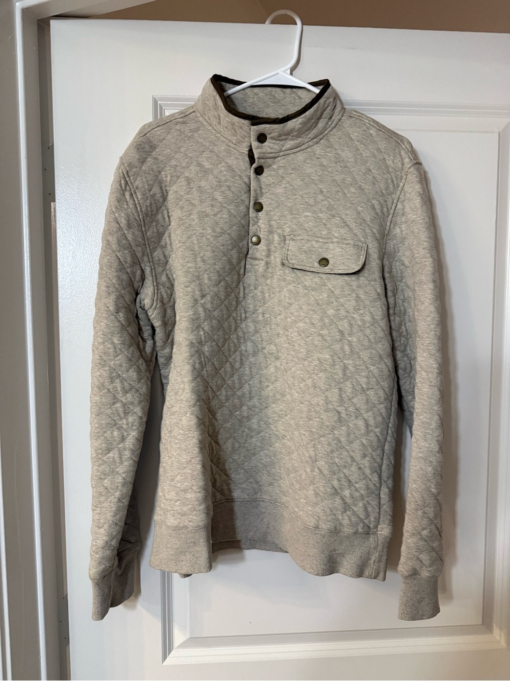Faherty Epic Quilted Fleece Pullover Oatmeal Melange Men’s Medium